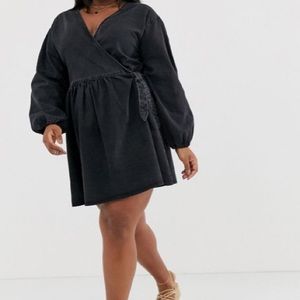 ASOS Curve Design Black Wrap Mini Dress